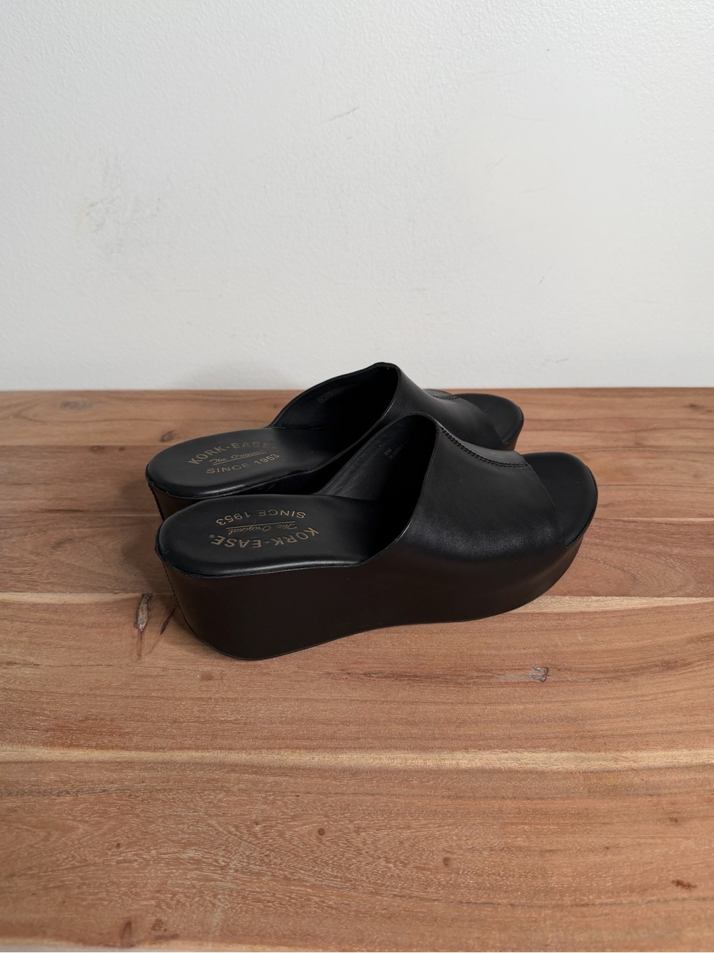 Kork-Ease Black Leather Platform Mule